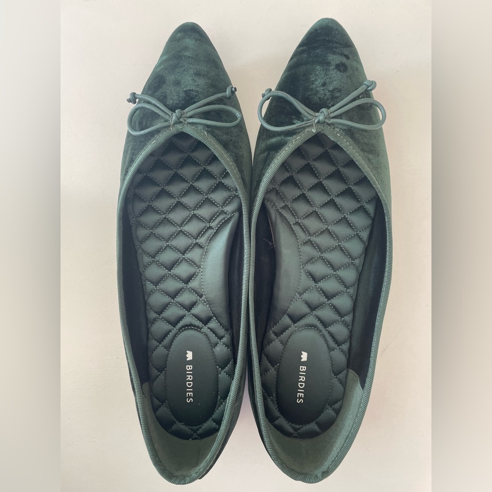 Birdies Green Velvet Goldfinch Flats